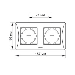 Рамка срібний шовк на 2 місця горизонтальна VIDEX BINERA