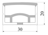 Силіконовий профіль для світлодіодної стрічки 20х30 1 метр накладний СП-20 IP67 з ниткою (100м в бабіні) LEDUA