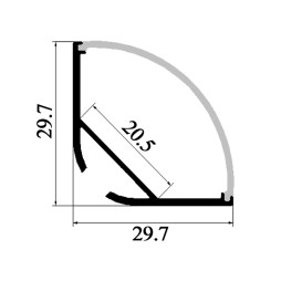 Алюмінієвий профіль для світлодіодної стрічки АЛ-06-1 1 метр анодований кутовий підвісний LEDUA
