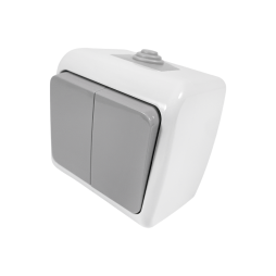 Выключатель 2-клавишный Lemanso Немо IP54 Серый (LMR2402)