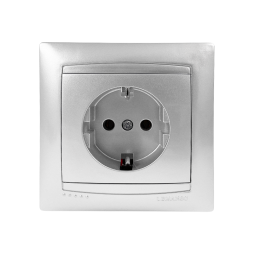 Розетка 1-на з заземленням Сакура срібло LMR1321 Лємансо