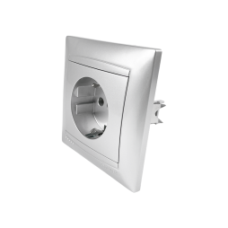 Розетка 1-на з заземленням Сакура срібло LMR1321 Лємансо