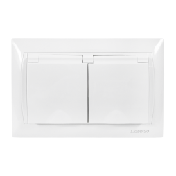 Розетка 2-на з заземленням і кришкою Сакура біла LMR1041 Лємансо