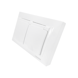 Розетка 2-на з заземленням і кришкою Сакура біла LMR1041 Лємансо