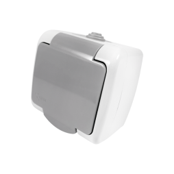 Розетка Lemanso Немо с крышкой, с заземлением Серый (LMR2408)