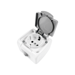 Розетка Lemanso Немо с крышкой, с заземлением Серый (LMR2408)