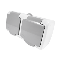 Розетка накладна 2-на з заземленням + кришка Немо сірий LMR2409 Лємансо