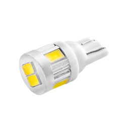 Світлодіодна авто лампа T10-5630-6smd білий корпус білий 12V LEDUA