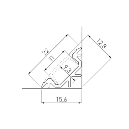 LED-профіль кутовий 3м PA-GLAXKT3M-AL GTV