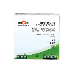 Блок живлення на DIN-рейку Biom Professional DC12 240W BPD-240-12 20A