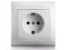 Розетка керамика 1-я с заземлением LEMANSO Сакура белая LMR1016