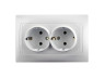 Розетка кераміка 2-на з заземленням LEMANSO Сакура біла LMR1018
