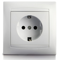 Розетка 1-на з заземленням LEMANSO Сакура біла  LMR1021