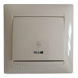 Вимикач 1-й прохідний + LED підсвітка  LEMANSO Сакура крем  LMR1103