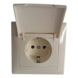 Розетка с крышкой LEMANSO Сакура крем LMR1127