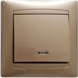 Вимикач 1-й + LED підсвітка  LEMANSO Сакура золото  LMR1204