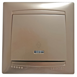 Вимикач 1-й прохідний + LED підсвітка LEMANSO Сакура золото LMR1203