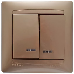 Вимикач 2-й + LED підсвітка  LEMANSO Сакура золото   LMR1207