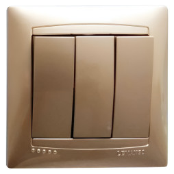 Выключатель 3-й LEMANSO Сакура золото LMR1208