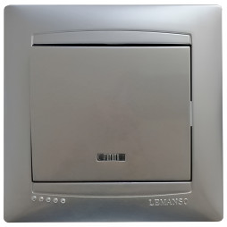 Вимикач 1-й + LED підсвітка  LEMANSO Сакура срібло  LMR1304