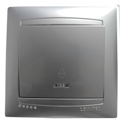 Вимикач 1-й прохідний + LED підсвітка LEMANSO Сакура срібло LMR1303