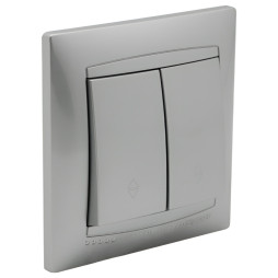 Выключатель 2-й проходной LEMANSO Сакура серебро LMR1306