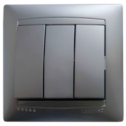 Выключатель 3-й LEMANSO Сакура серебро LMR1308