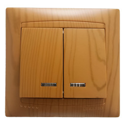 Вимикач 2-й + LED підсвітка  LEMANSO Сакура вільха   LMR1407