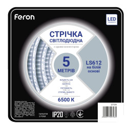 Світлодіодна стрічка Feron LS612 12В 9.6Вт/м білий (5 м в бабіні)