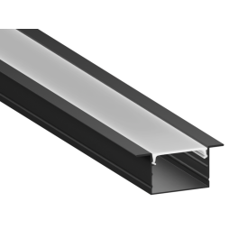 Профиль алюминиевый LEDUA АЛ-29 + рассеиватель для LED ленты врезной 2 м Черный