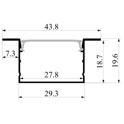 Профиль алюминиевый LEDUA АЛ-29 + рассеиватель для LED ленты врезной 2 м Черный