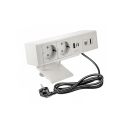 Подовжувач BAR 2 розетки SCHUKO 1xUSB 1хTYPE-C 1хLAN 1хHDMI 1,5м з вилкою 180-250V білий GTV