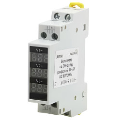 Вольтметр Lemanso на DIN-рейке трехфазный 3L+3N AC 80V-500V LM6360