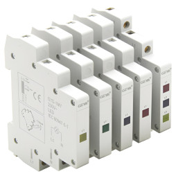 Однофазний індикатор наявності напруги 230В тонкий Lemanso на DIN-рейку IP20 LM6381 зелений