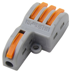 Клема (1+3) двостороння Lemanso / LMA2623 оранж. прапорці (кратно 25шт)