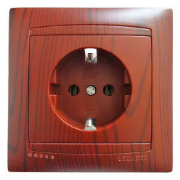 Розетка 1-на з заземленням LEMANSO Сакура вишня  LMR1521