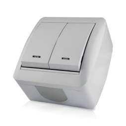 Выключатель накладной 2-й + LED подсветка LEMANSO Магнолия белый LMR2010