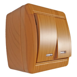 Выключатель накладной 2-й + LED подсветка LEMANSO Магнолия ольха LMR2110