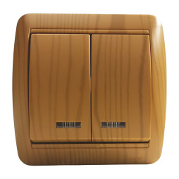 Выключатель накладной 2-й + LED подсветка LEMANSO Магнолия ольха LMR2110