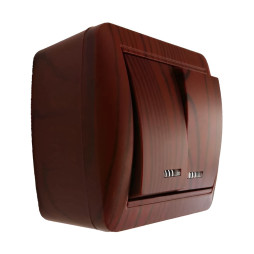 Выключатель накладной 2-й + LED подсветка LEMANSO Магнолия вишня LMR2210