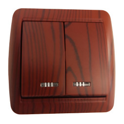 Выключатель накладной 2-й + LED подсветка LEMANSO Магнолия вишня LMR2210