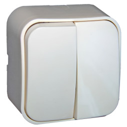 Выключатель накладной 2-й подсветка LEMANSO Нота белый LMR2310