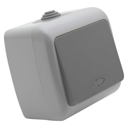 Выключатель накладной 1-й + подсветка IP54 LEMANSO Немо серый LMR2403