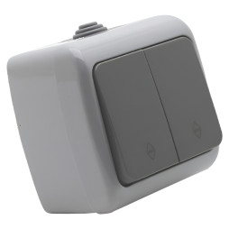 Выключатель накладной 2-й проходной LEMANSO Немо серый LMR2405