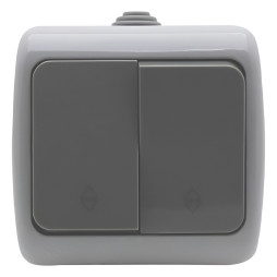 Выключатель накладной 2-й проходной LEMANSO Немо серый LMR2405