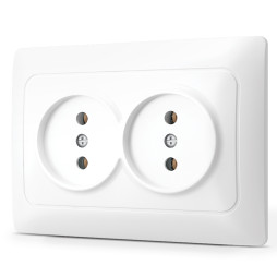Розетка подвійна біла TITANUM STANDARD