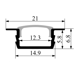 Профиль алюминиевый анодированный LEDUA АЛ-01-2 + рассеиватель для LED ленты врезной 2 м