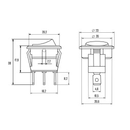 Переключатель круглый ON-OFF 2pin красный (KCD1-101-8)