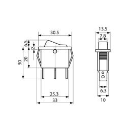 Переключатель с подсветкой KCD3-102N ON-OFF 3pin зеленый