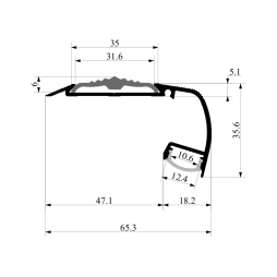 Профиль алюминиевый анодированный лестничный LEDUA АЛ-121 ЛПУУ для LED ленты для ступеней 2 м